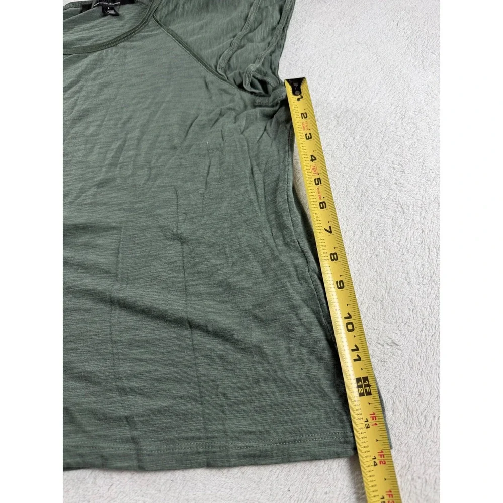 White House Black Market Sage Green Ruffle Cap Sleeve Slub Knit Tee Large
